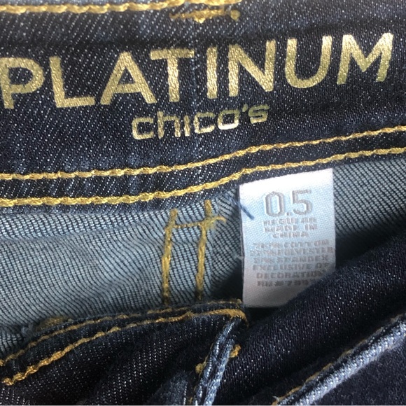 CHICO’S Platinum Straight Leg Denim Jeans Dark Wash Chico’s Size 0.5 Small 6 - Picture 7 of 8